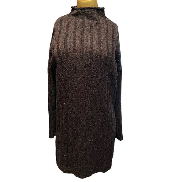 Madewell Mock Neck Charcoal Sweater Mini Dress Size Large - Picture 1 of 12